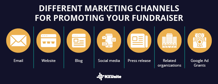 Try out a combination of these different marketing channels to promote your fundraiser.