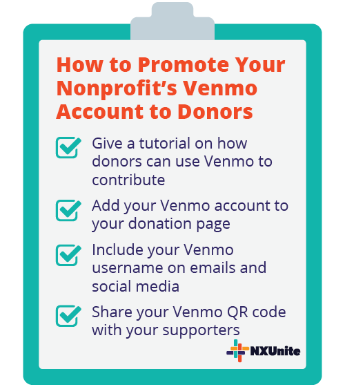 Follow this checklist to promote your organization's Venmo account effectively.