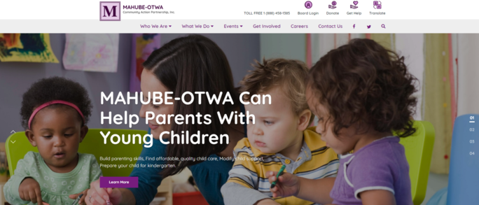 MAHUBE-OTWA has compelling nonprofit website design featuring several images. 