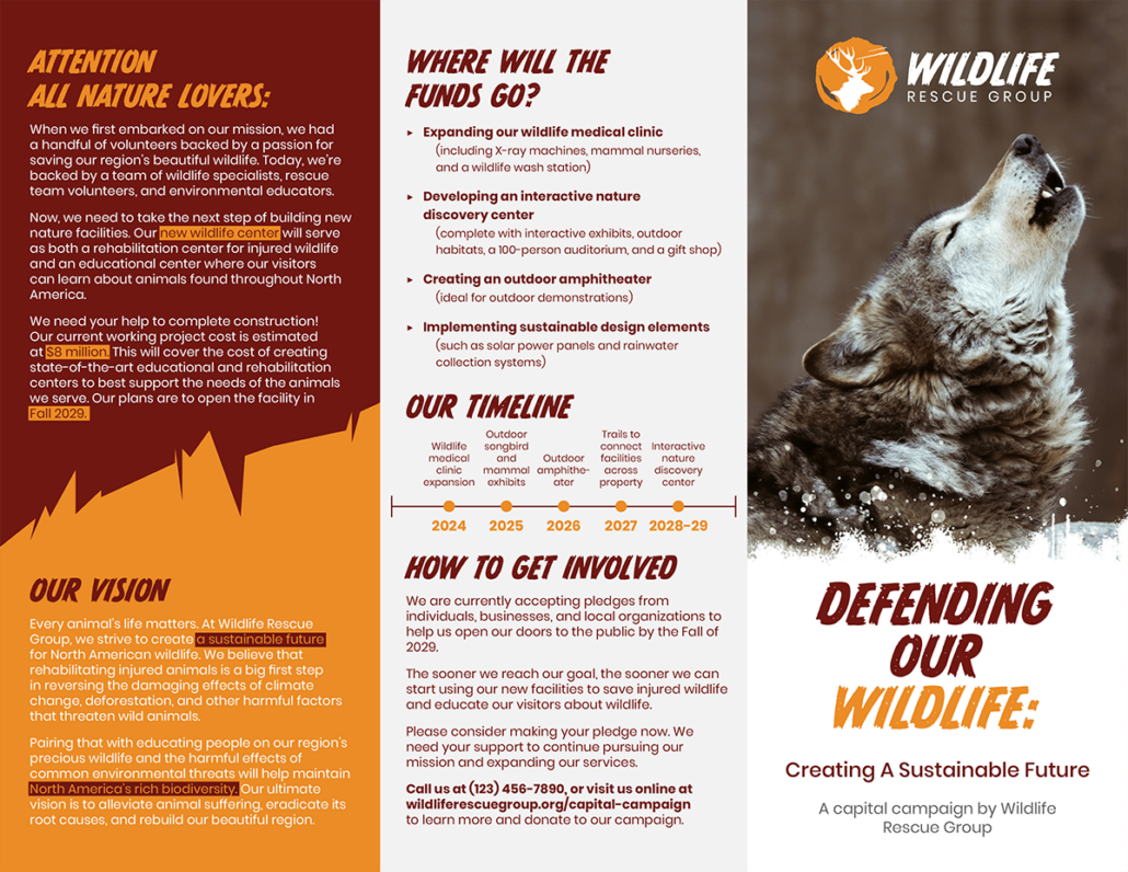 Kwala designs nonprofit marketing materials like this brochure.