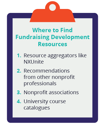 These are a few common places where you can find more fundraising professional development resources. 