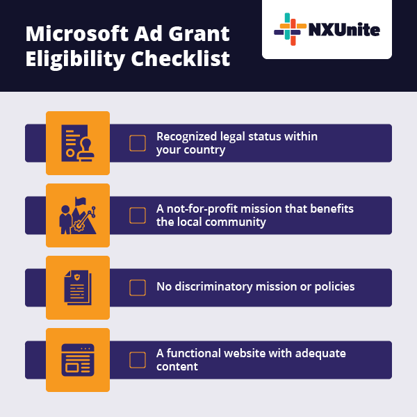 Make sure you meet these eligibility requirements for Microsoft Ad Grants before applying.