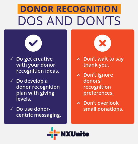 Follow these dos and don'ts of donor recognition.